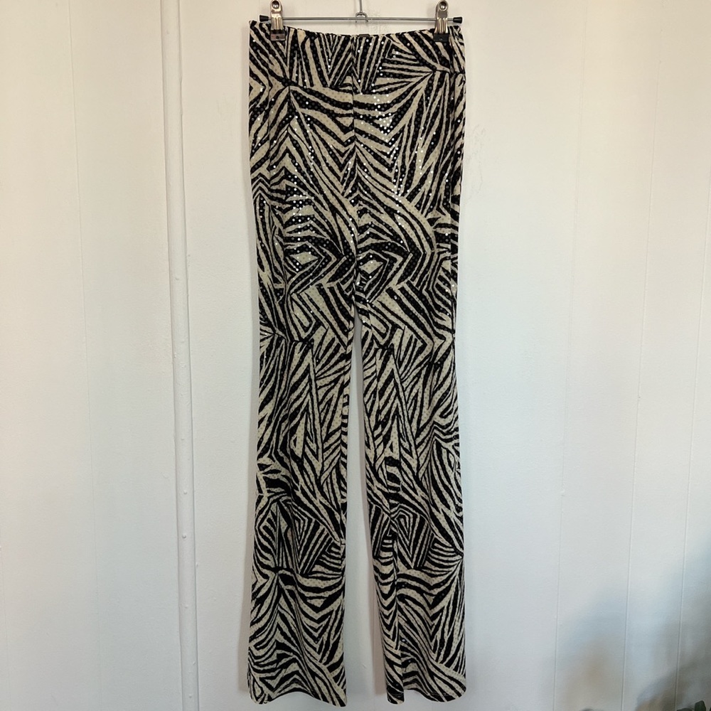 Y2k Vintage Zebra Print Sparkly Sequin Pant - image 1